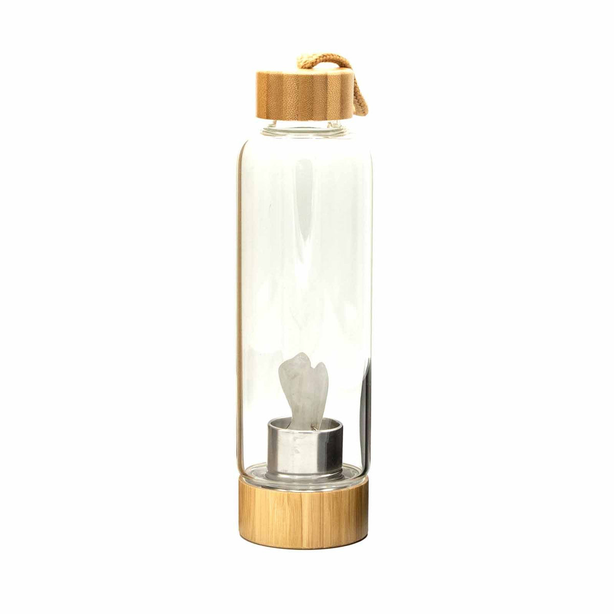 Clear Quartz Crystal Infused Glass Water Bottle – Angel, NooEdge UK
