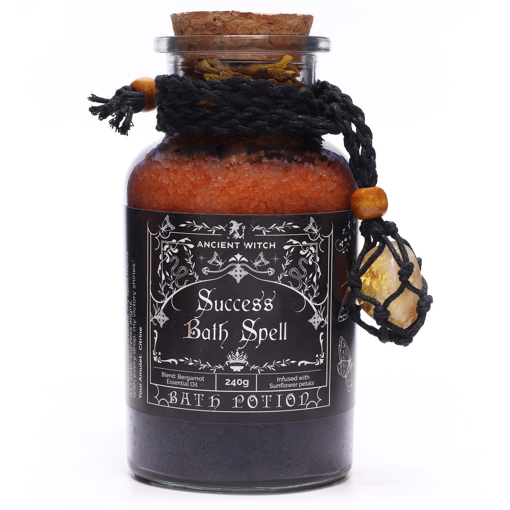 Ancient Witch Bath Spell Potion & Crystal Amulet – front view, NooEdge UK