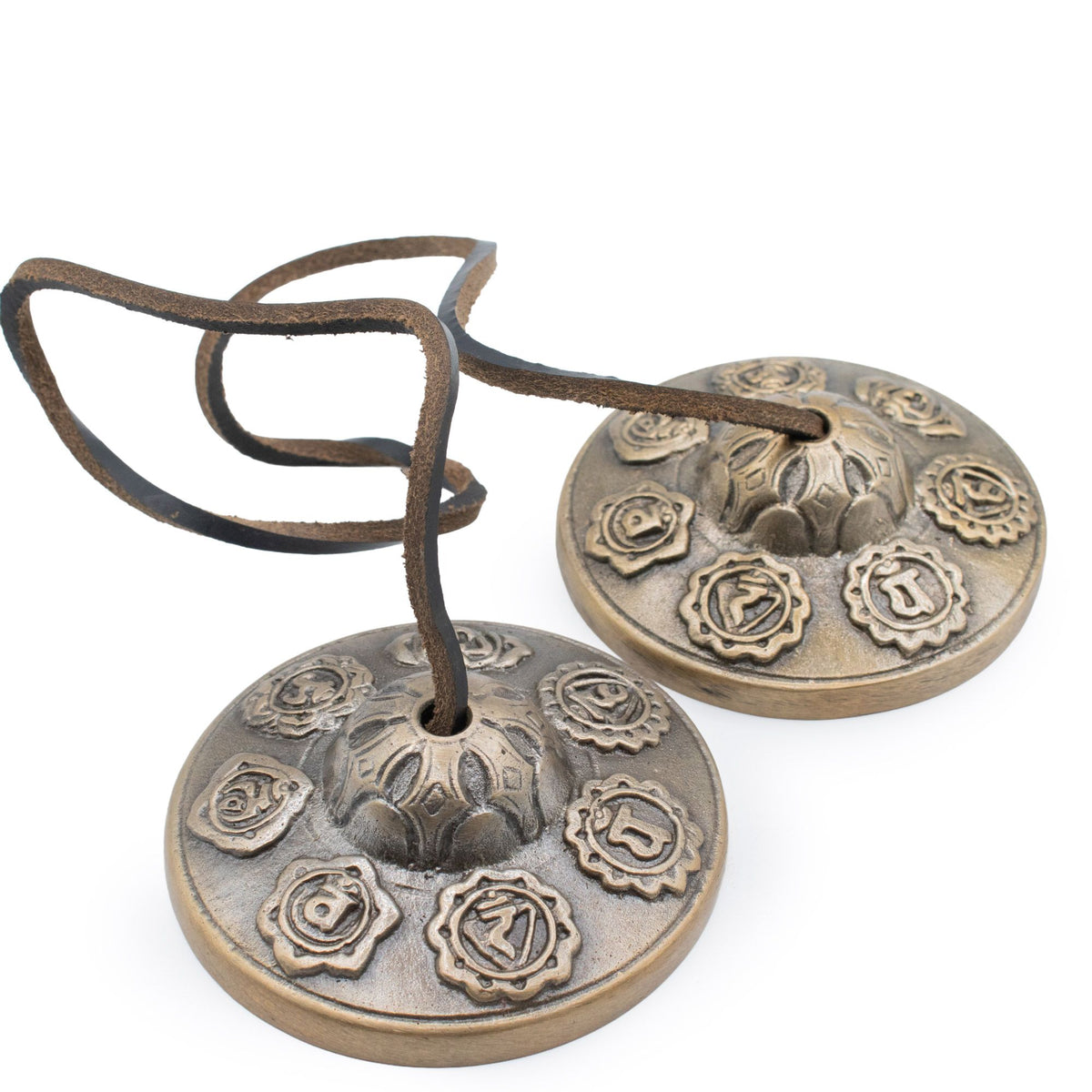Premium Brass Tibetan Tingsha – Seven Chakra approx 7cm (255gm) detail, NooEdge UK