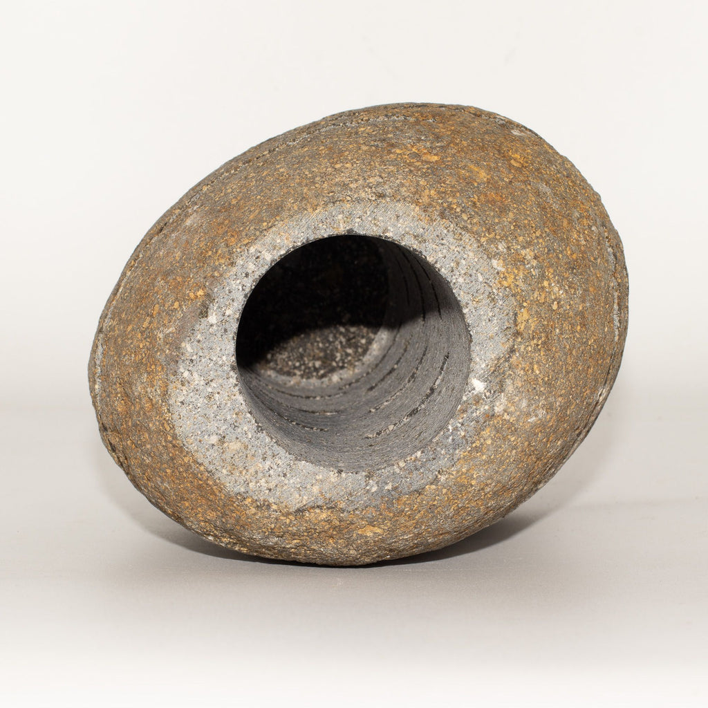 Natural Riverstone Candle Holder – Standing Stone Cut (10x13x22cm) close-up, NooEdge UK