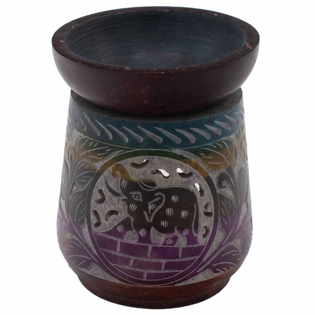 Large Soapstone Oil Burner 13x10cm – Elephant Five Colours – NooEdge UK