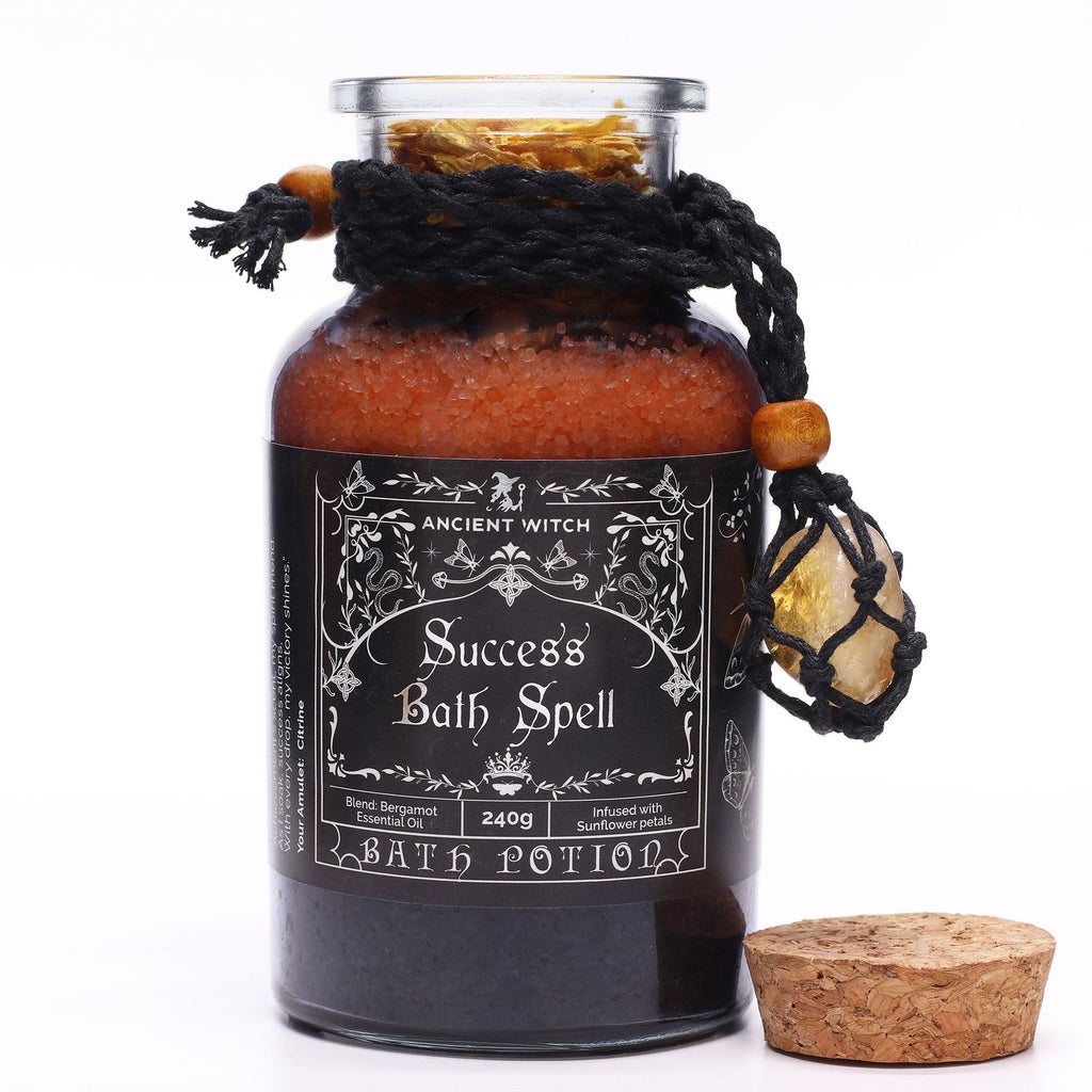 Ancient Witch Bath Spell Potion & Crystal Amulet – alternate angle, NooEdge UK