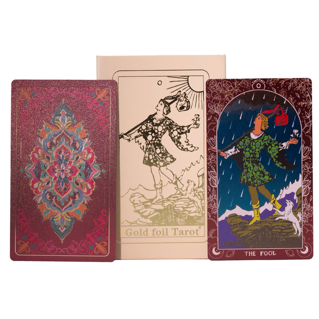 Pink Ruby Foil Tarot Card Gift Box with Booklet – front view, NooEdge UK