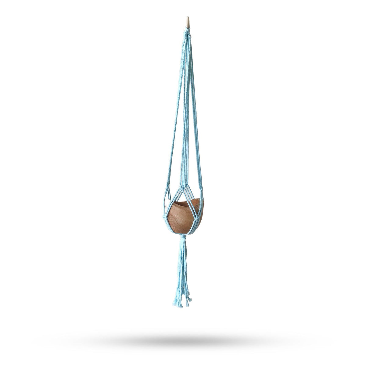 Macrame Pot Holder Classic – Powder Blue Medium Pot, NooEdge UK