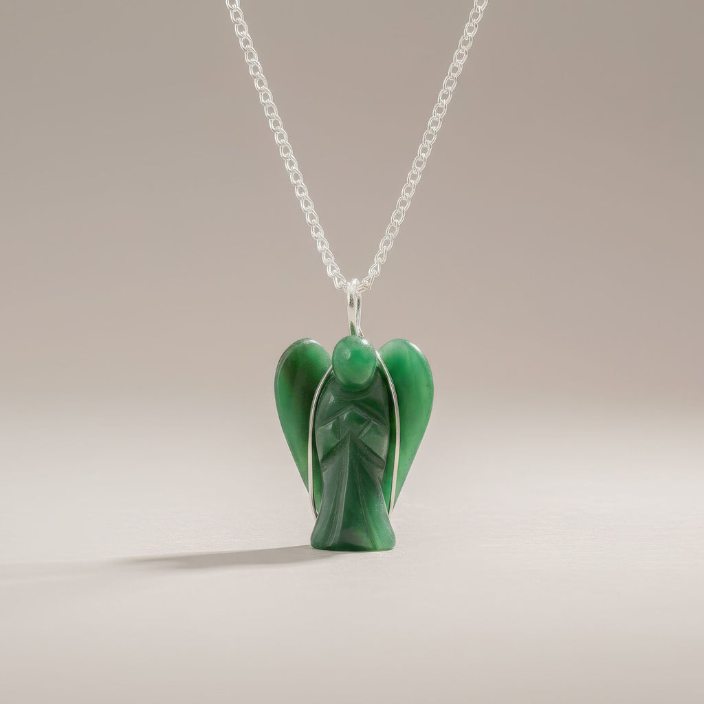 Gemstone Guardian Angel Pendant – Green Aventurine, NooEdge UK