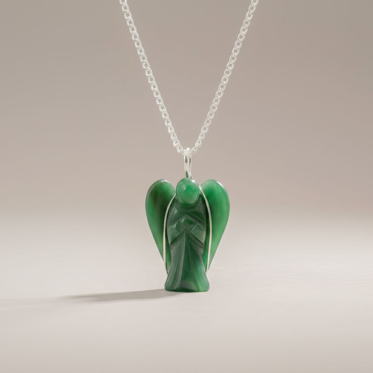 Gemstone Guardian Angel Pendant – Green Aventurine, NooEdge UK