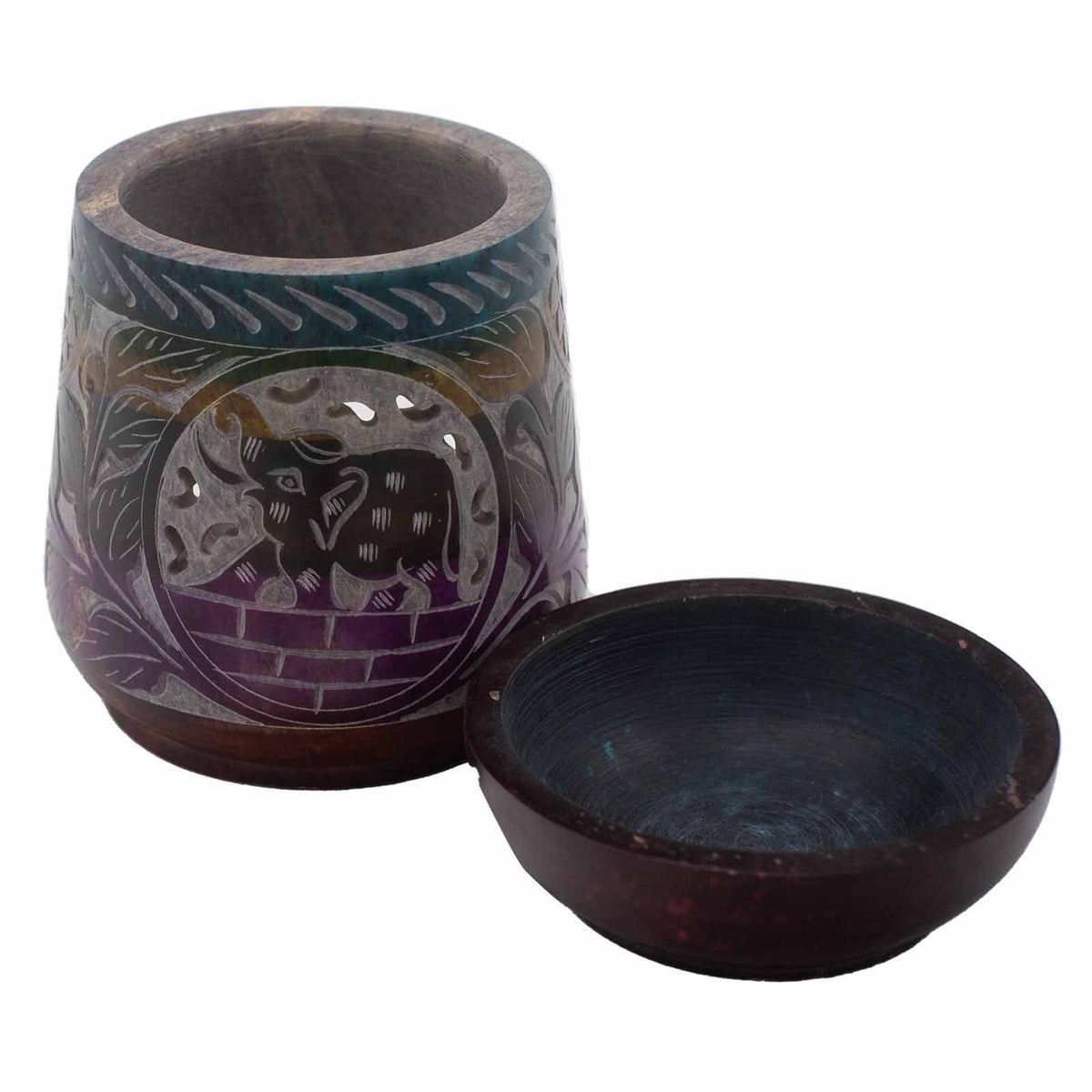 Large Soapstone Oil Burner 13x10cm – Elephant Five Colours detail, NooEdge UK