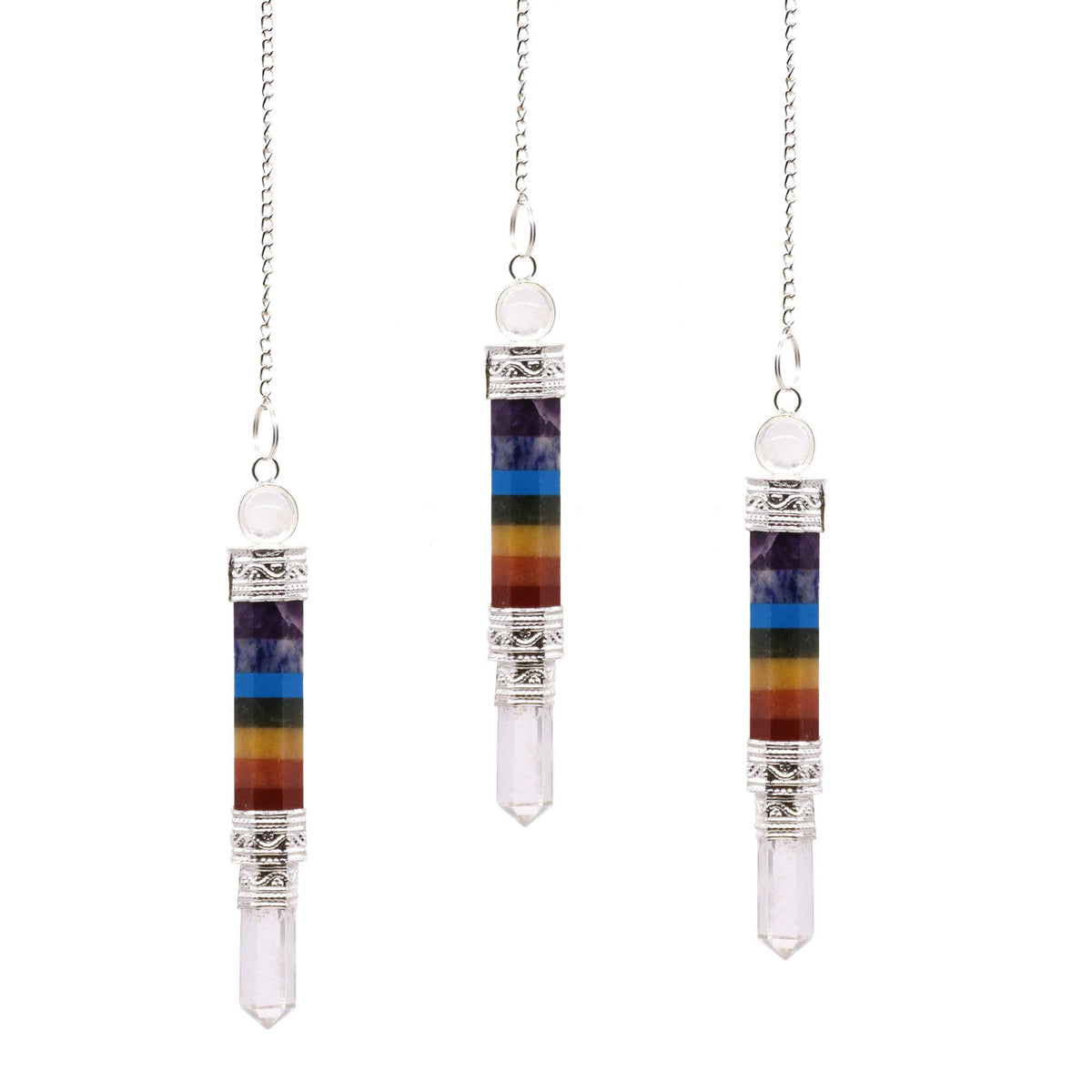 Crystal Pendulum – 7 Chakra 3 Piece Joint, NooEdge UK