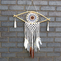 Protection Dream Catcher – Medium Macrame Evil Eye White/ Grey/Brown, NooEdge UK