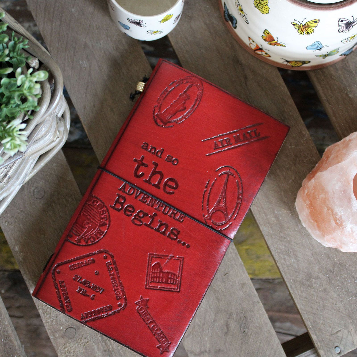 Handmade Leather Journal 80 Pages – front view, NooEdge UK