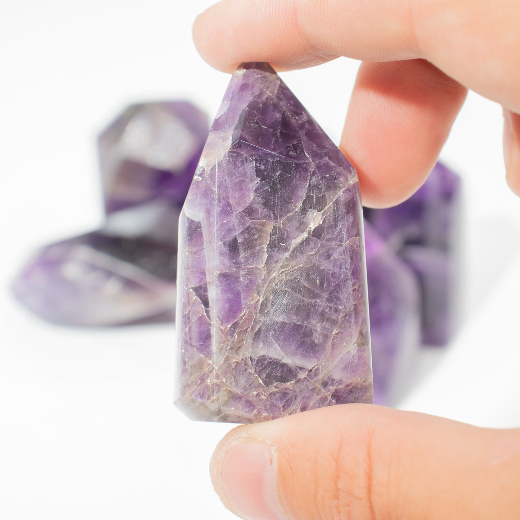 Gemstone Points approx 6cm (0.5KG) – African Amethyst (approx 8 pieces detail, NooEdge UK