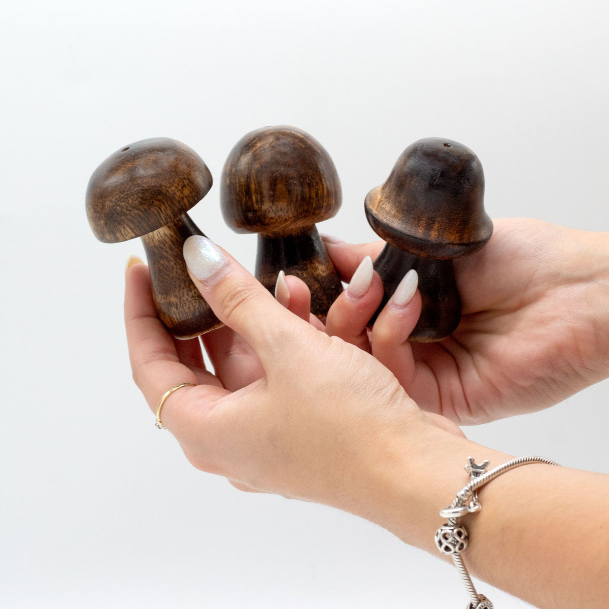 Set of 3 Mini Incense Mushrooms (8cm 7cm 6.5cm) – front view, NooEdge UK