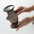 Mango Wood Candle Stand Hamsa – Small, NooEdge UK