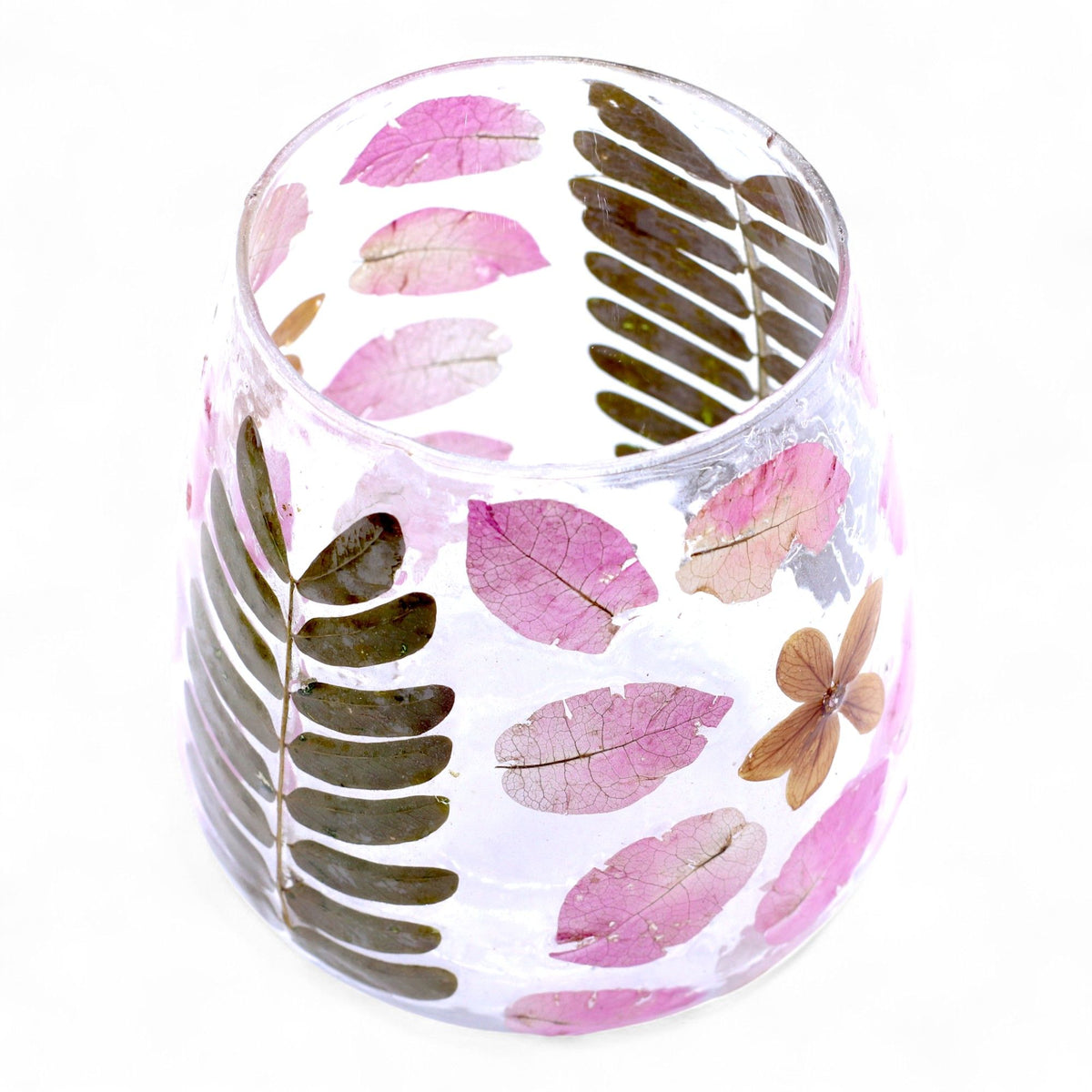 Natural Floral Glass Candle Holder – Primavera Vase (12x11cm), NooEdge UK