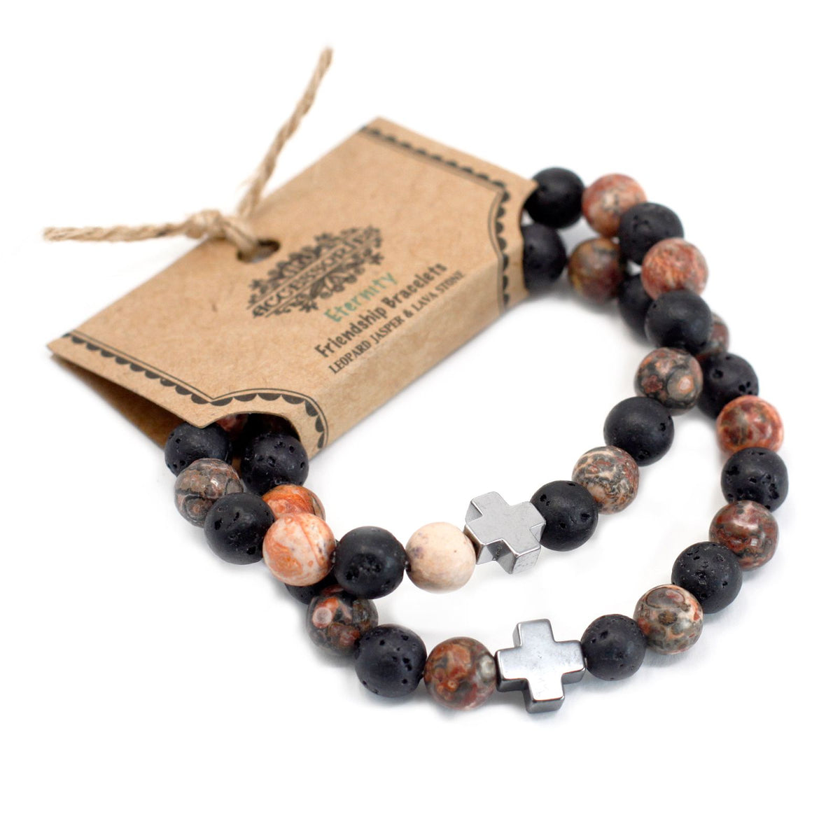 Set of 2 Gemstone Friendship Bracelets – alternate angle, NooEdge UK