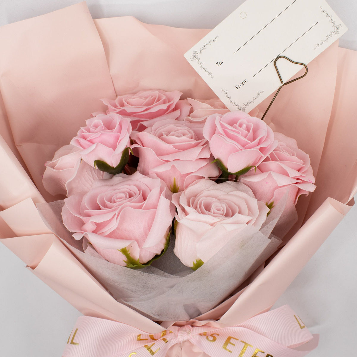 Large Pink Roses Bouquet – Love is Eternal Gift Card close-up, NooEdge UK