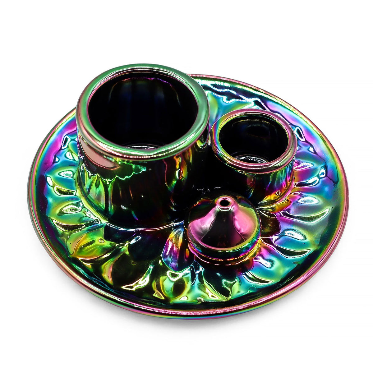 Palo Santo Stick & Smudge Holder Mandala – Metallic Rainbow, NooEdge UK