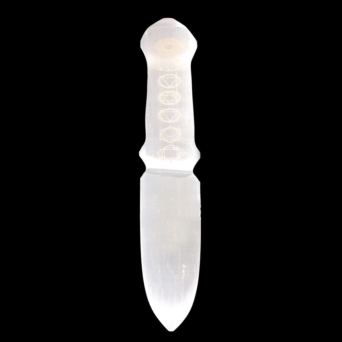 Selenite Ritual Knife – Chakra alternate view, NooEdge UK
